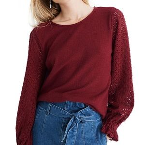 Madewell Texture & Thread Eyelet Ruffle Sleeve Top